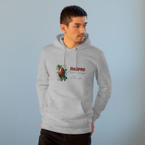 Hoodie Eco Cristallo "Diaspro Rosso" - Heather Grey, S